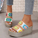 Embroidered Women's Platform Sandals with Cushioned Footbed