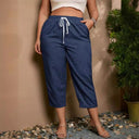 Chic Women's Leisure Pants with Elastic Waist and Handy Pockets