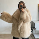 Chic Faux Fur Blazer with Trendy Collar