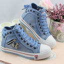 Denim High-Top Sneakers with Chic Accents