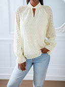 Chic Blouse with Sheer Sleeves & Stand Collar