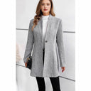 Chic Knitted Blazer with Lapel Collar and Ribbed Texture