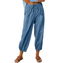 Chic Women's Elastic Waist Leisure Pants with Pockets