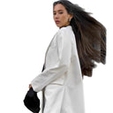 Chic Oversized Blazer with Deep Cut and Flap Pockets