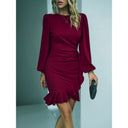 Chic Cocktail Dress with Puff Sleeves for Women