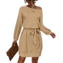 Chic Women's Mini Dress with Trendy Waist Belt