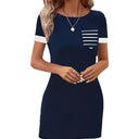Stylish Women's Striped Dress with Chest Pocket