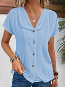Chic Women's Blouse with Shawl Collar & Accented Buttons