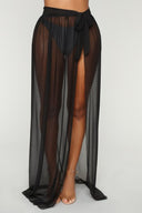 Chic High Slit Wrap Skirt in Sheer Chiffon