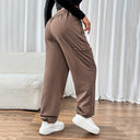 Stylish Women's Leisure Pants with Elastic Waist and Side Pockets