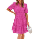 V-Neck Broderie Anglaise Dress with Ruffled Hem