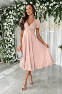 Chic A-Line Dress with Puff Sleeves and Narrow V-Neck