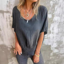Chic Oversized Blouse with Elastic Waist
