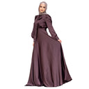 Flowing Sleeve Women's Maxi Dress with Stylish Waist Belt