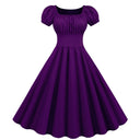 Elegant A-Line Dress with Puff Sleeves