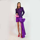 Glittering Asymmetrical Mini Dress with Flowy Skirt for Women