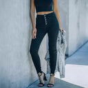 Women's High-Waisted Skinny Jeans with Button Closure - Flattering Fit