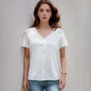 Chic Women's Blouse with Lace Accents