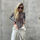 Chic Women's Long Sleeve Lettering Bodysuit
