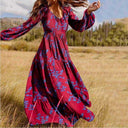 Boho Floral Long Sleeve Dress with Flowing Hem