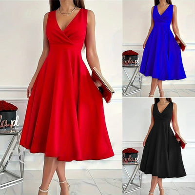 Chic A-Line Wrap Dress with V-Neck Design
