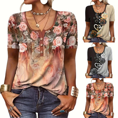 Floral Button-Up Blouse for Women