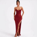Chic Off-Shoulder Wrap Dress with High Slit