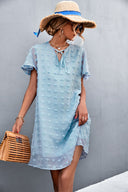 Chic Women's Dress with Puff Sleeves and Ruffle Details