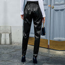 Chic Faux Leather Ladies Pants with Stylish Waistband