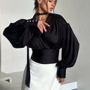Chic Blouse with Wide Sleeves and Tie Belt