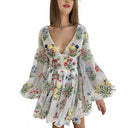 Chic Floral Stripe Women's Dress