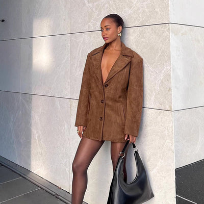 Chic Women's Blazer with Deep V-Neck Design