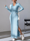 Chic Women's Maxi Dress with V-Neck and Side Slits