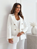 Chic Double-Breasted Blazer with Gold Accents
