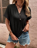 Women's V-Neck Button Placket Tee