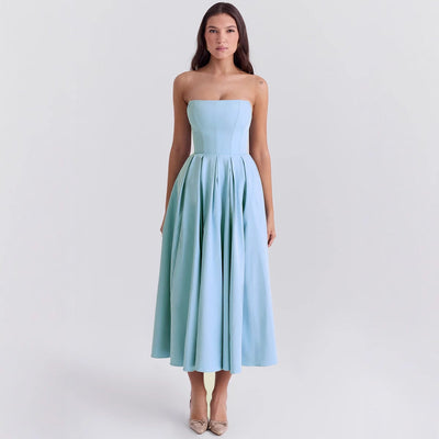 Stylish Off-Shoulder Women's Maxi Dress with Flowy Hem