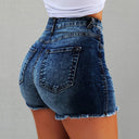 Chic High-Waist Denim Shorts with Frayed Hem