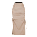 Gathered Waist Tie Long Wrap Skirt for Women