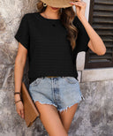 Textured Women's T-Shirt with Drop-Shoulder Sleeves