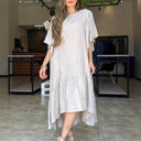 Chic Women's Linen Dress with Statement Sleeves
