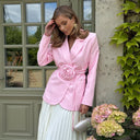 Floral Buckle Blazer Jacket for Women