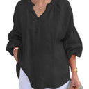 Balloon Sleeve Women's Blouse with Button Detail