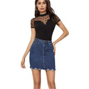 Chic Women's Dotted Bodysuit with High Neck