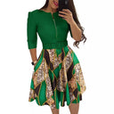 Women's Chic Zip Design Dress with Waistline Accent