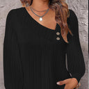 Asymmetric Collar Blouse with Decorative Buttons for Women