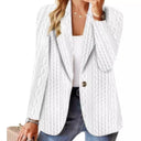Chic Knitted Blazer Jacket with Cable Design
