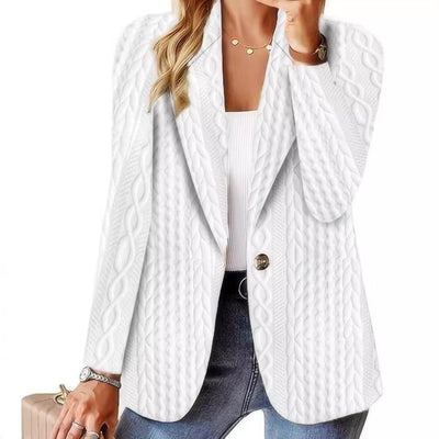 Chic Knitted Blazer Jacket with Cable Design