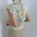 Chic Lace-Trimmed Blouse with Cut-Out Sleeves for Women