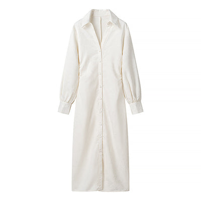 Chic Women's Long Sleeve Shirt Dress with Stylish Collar and Button Placket