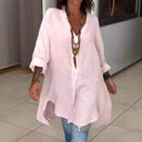 Woman’s Asymmetrical Linen Tunic with Chic Accents